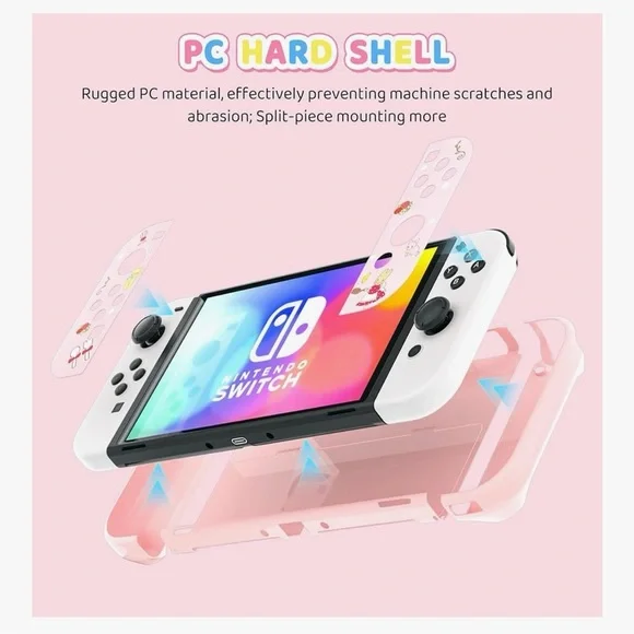 HYPERCASE Pink Bunny for Nintendo Switch OLED Case with carrying strap - Picture 6 of 7